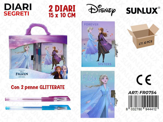 DIARIO SEGRETO FROZEN 2PCS C/ PENNE GLITTER
