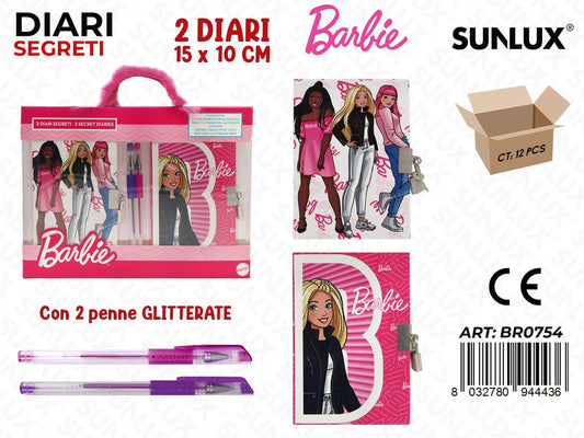 DIARIO SEGRETO BARBIE 2PCS C/ PENNE GLITTER