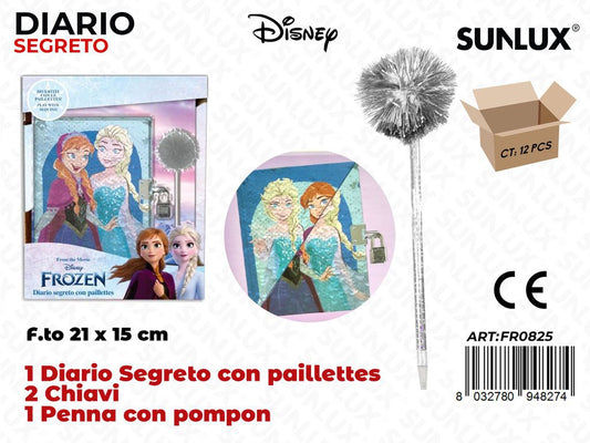 DIARIO SEGRETO FROZEN PAILLETTES C/PENNA /PZ DA 12**