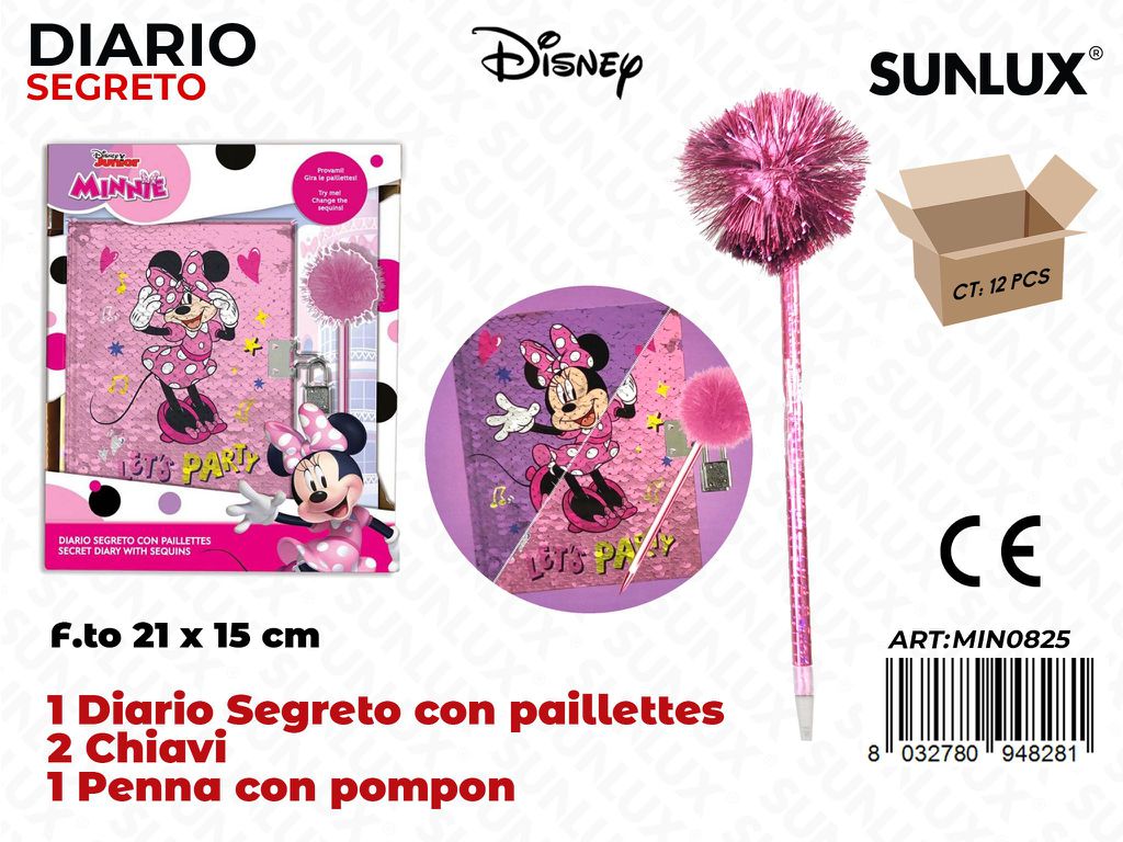DIARIO SEGRETO MINNIE PAILLETTES C/PENNA /PZ DA 12**