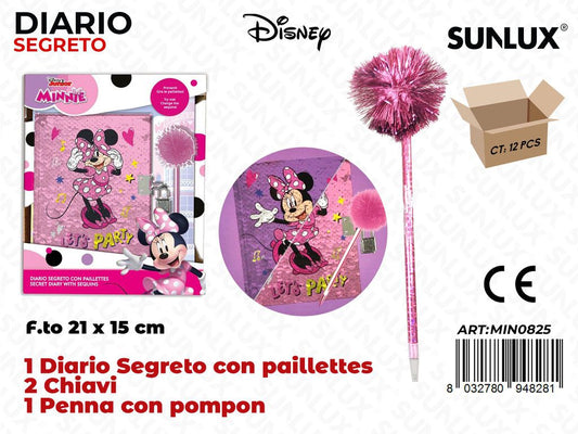 DIARIO SEGRETO MINNIE PAILLETTES C/PENNA /PZ DA 12**