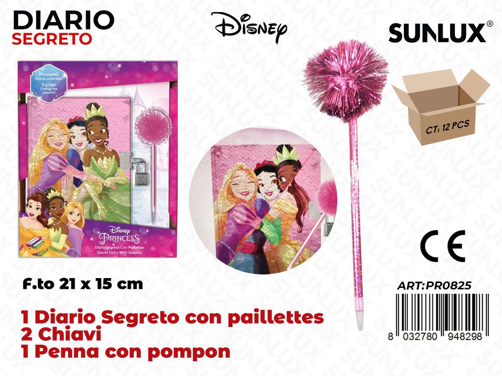 DIARIO SEGRETO PRINCESS PAILLETTES C/PENNA /PZ DA 12**