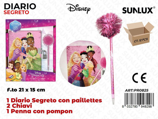 DIARIO SEGRETO PRINCESS PAILLETTES C/PENNA /PZ DA 12**