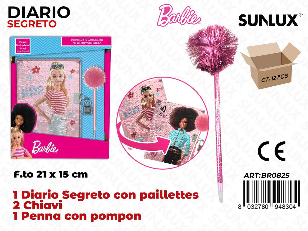 DIARIO SEGRETO BARBIE PAILLETTES C/PENNA /PZ DA 12**