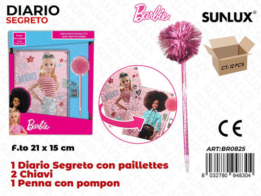 DIARIO SEGRETO BARBIE PAILLETTES C/PENNA /PZ DA 12**