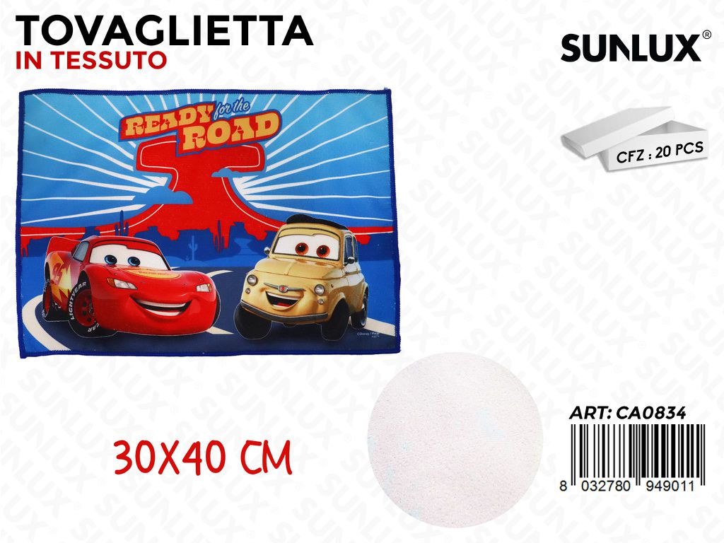TOVAGLIETTA CARS IN TESSUTO 40*30CM /PZ DA 20**