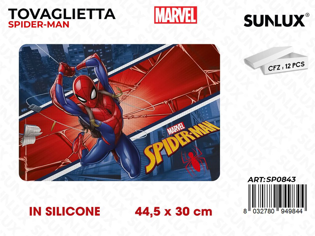 TOVAGLIETTA SPIDERMAN IN SILICONE 44.5*30CM /PZ DA 12**