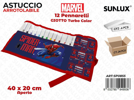 ASTUCCIO ROLL SPIDERMAN C/ 12GIOTTO 40*20CM /PZ DA 6**