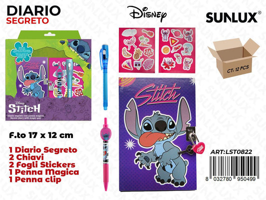 DIARIO SEGRETO STITCH C/ PENNA MAGICA /PZ DA 12**