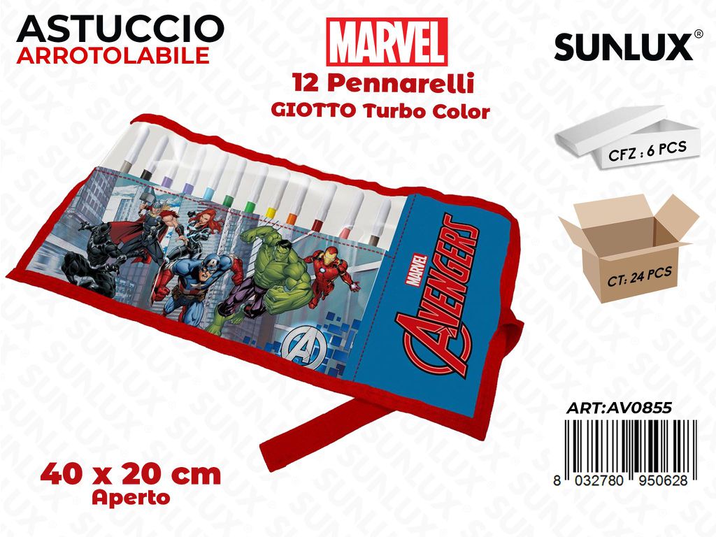 ASTUCCIO ROLL AVENGERS C/ 12GIOTTO 40*20CM /PZ DA 6**