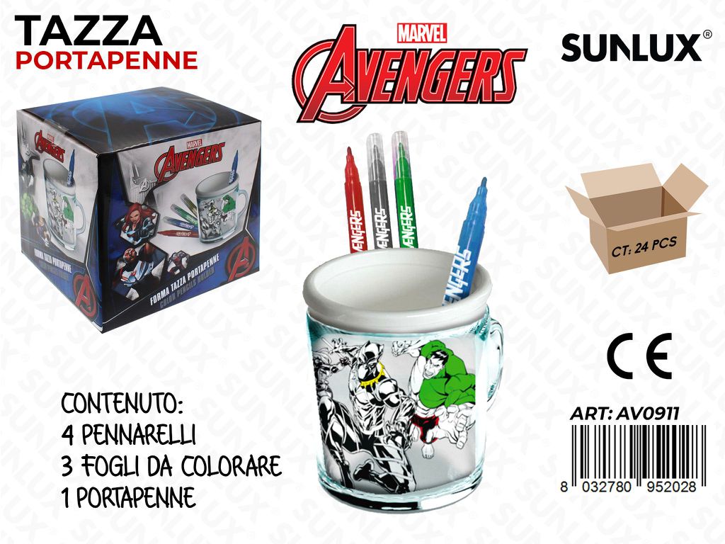 TAZZA PORTAPENNE DA COLORARE AVENGERS /PZ DA 6**