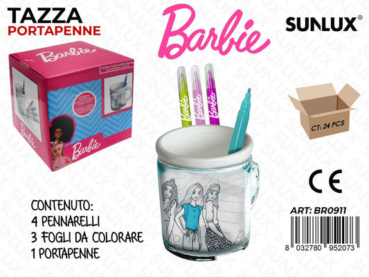 TAZZA PORTAPENNE DA COLORARE BARBIE /PZ DA 6**