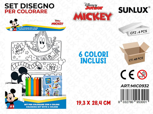 SET DISEGNO PER COLORARE MICKEY MOUSE C/ 6COL. 19.3*28.4CM