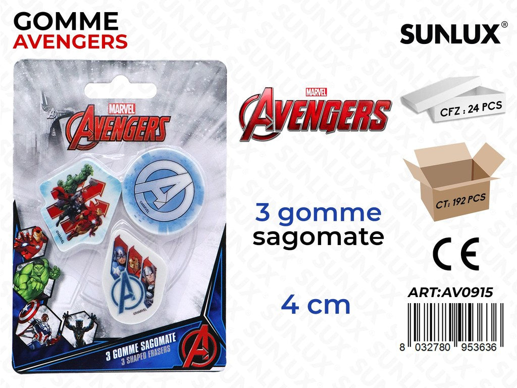 GOMMA DA CANCELLARE AVENGERS 3PCS ASS. 4CM