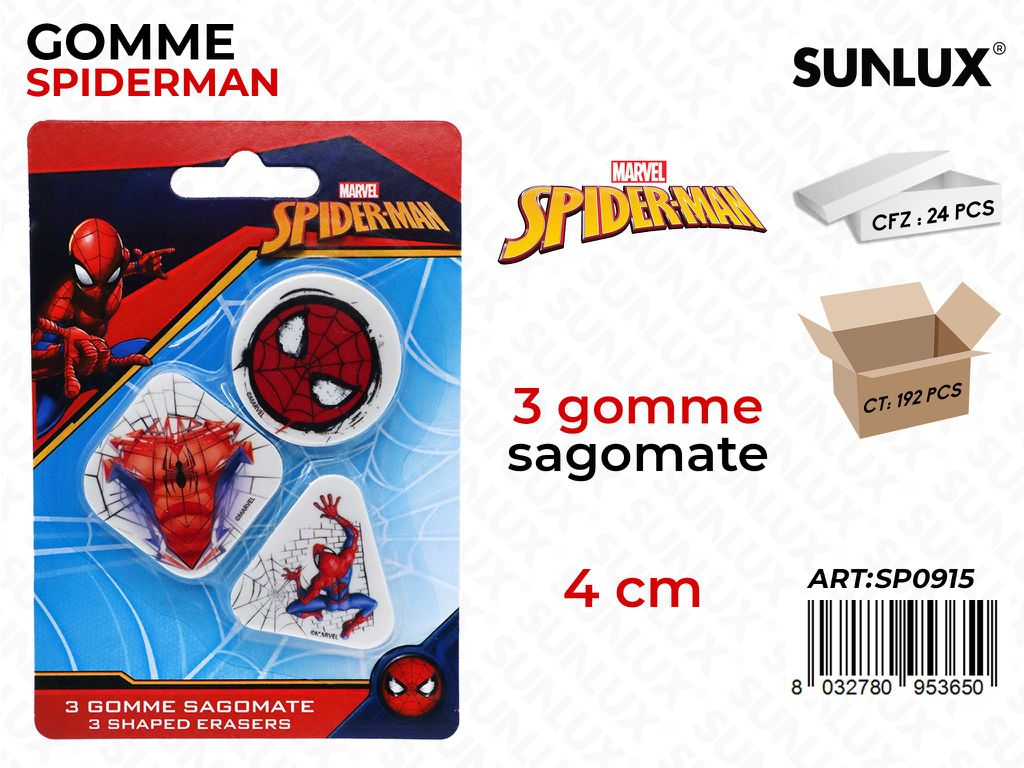 GOMMA DA CANCELLARE SPIDERMAN 3PCS ASS. 4CM