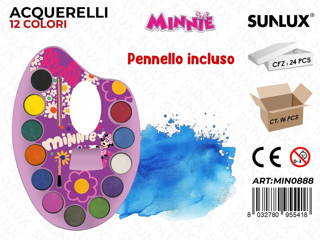 ACQUERELLI MINNIE 12COL. C/PENNELLO