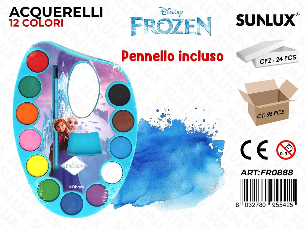 ACQUERELLI FROZEN 12COL. C/PENNELLO