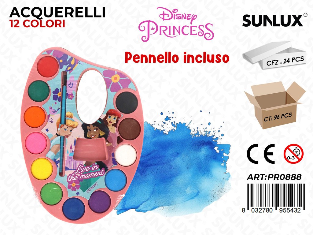 ACQUERELLI PRINCESS 12COL. C/PENNELLO