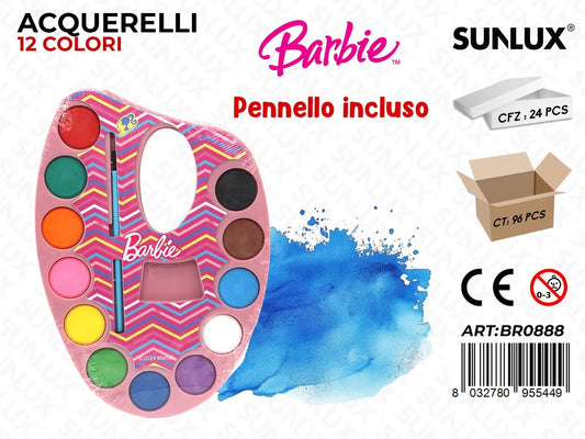 ACQUERELLI BARBIE 12COL. C/PENNELLO
