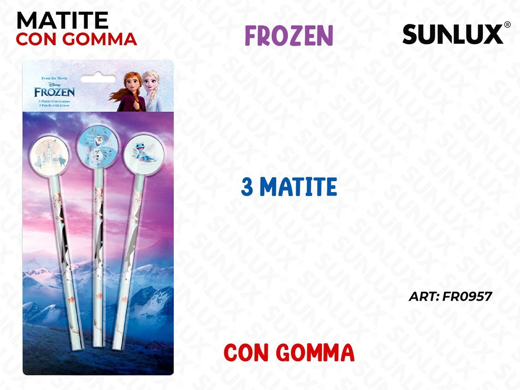 MATITE HB C/ GOMMA FROZEN 3PCS
