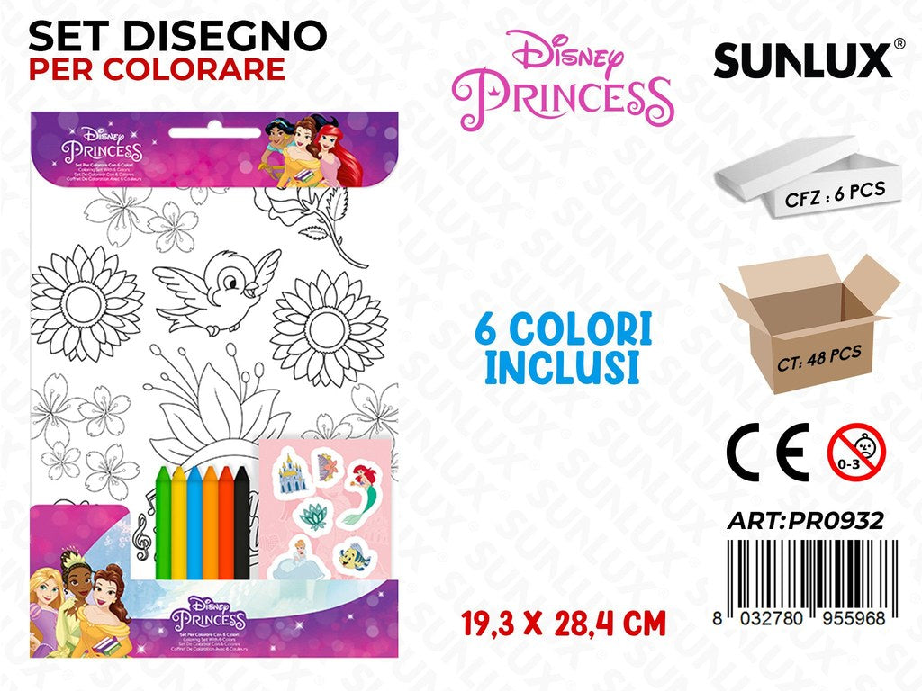 SET DISEGNO PER COLORARE PRINCESS C/ 6COL. 19.3*28.4CM