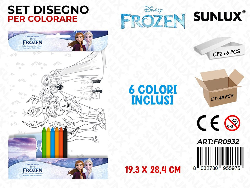 SET DISEGNO PER COLORARE FROZEN C/ 6COL. 19.3*28.4CM