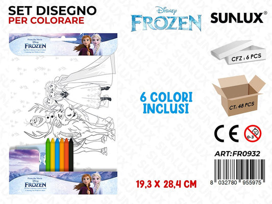 SET DISEGNO PER COLORARE FROZEN C/ 6COL. 19.3*28.4CM