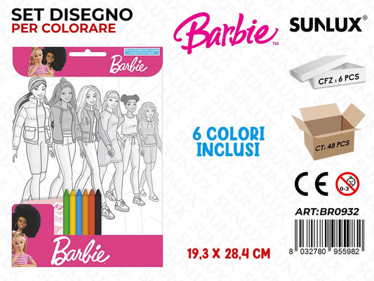 SET DISEGNO PER COLORARE BARBIE C/ 6COL. 19.3*28.4CM