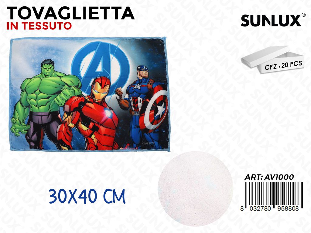 TOVAGLIETTA IN TESSUTO AVENGERS 30*40CM /PZ DA 20**