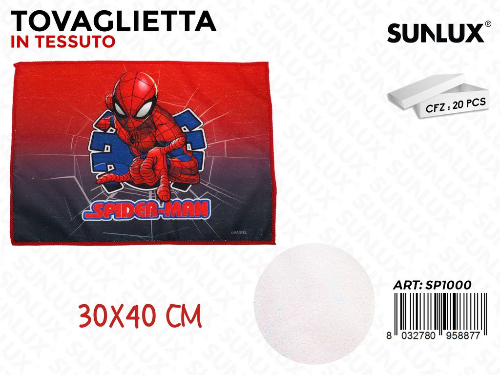 TOVAGLIETTA IN TESSUTO SPIDERMAN 30*40CM /PZ DA 20**