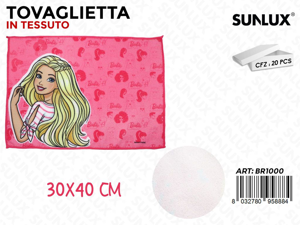 TOVAGLIETTA IN TESSUTO BARBIE 30*40CM /PZ DA 20**