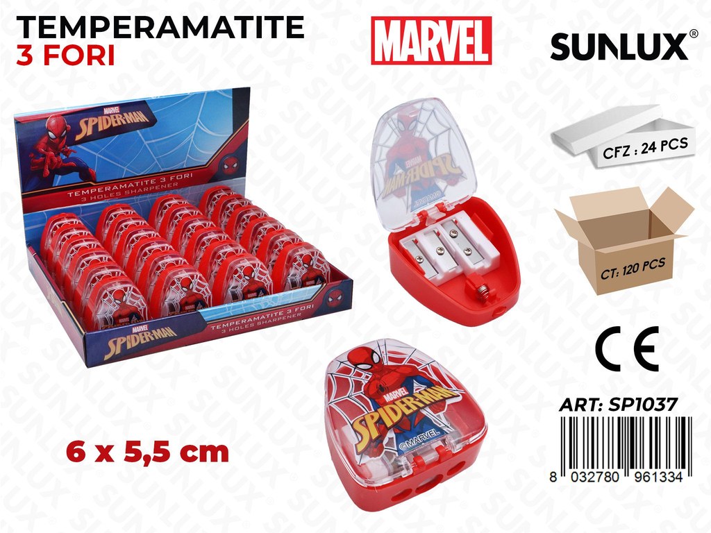 ESP. TEMPERAMATITE 3FORI SPIDERMAN 6*5.5CM