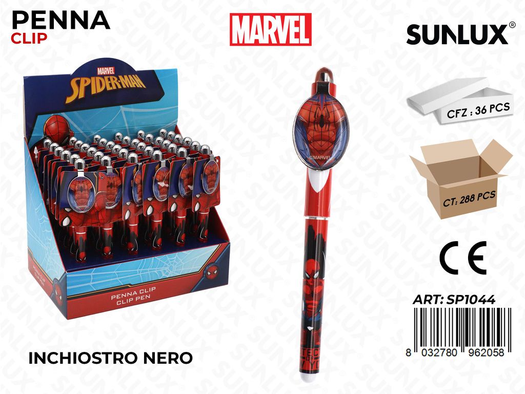 ESP. PENNA SPIDERMAN C/ CLIP NERO /PZ DA 36**