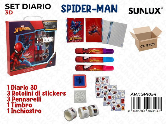 SET DIARIO 3D SPIDERMAN 9PCS ASS.