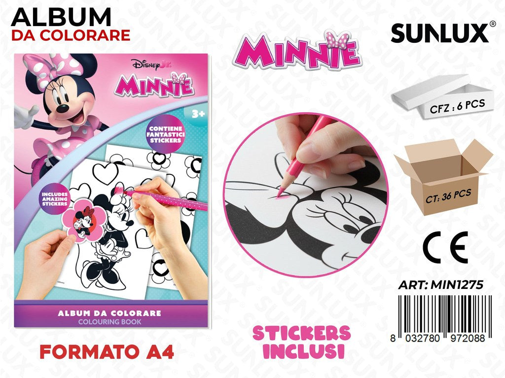 ALBUM DA COLORARE MINNIE C/ STICKERS A4