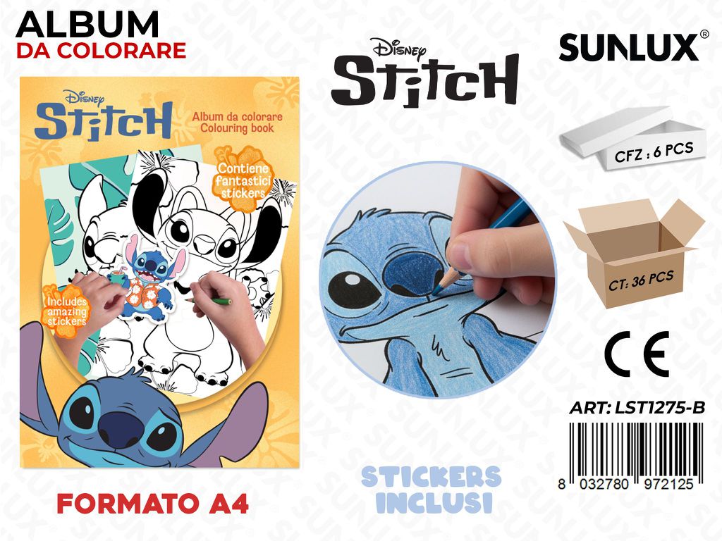 ALBUM DA COLORARE STITCH BOY C/ STICKERS A4