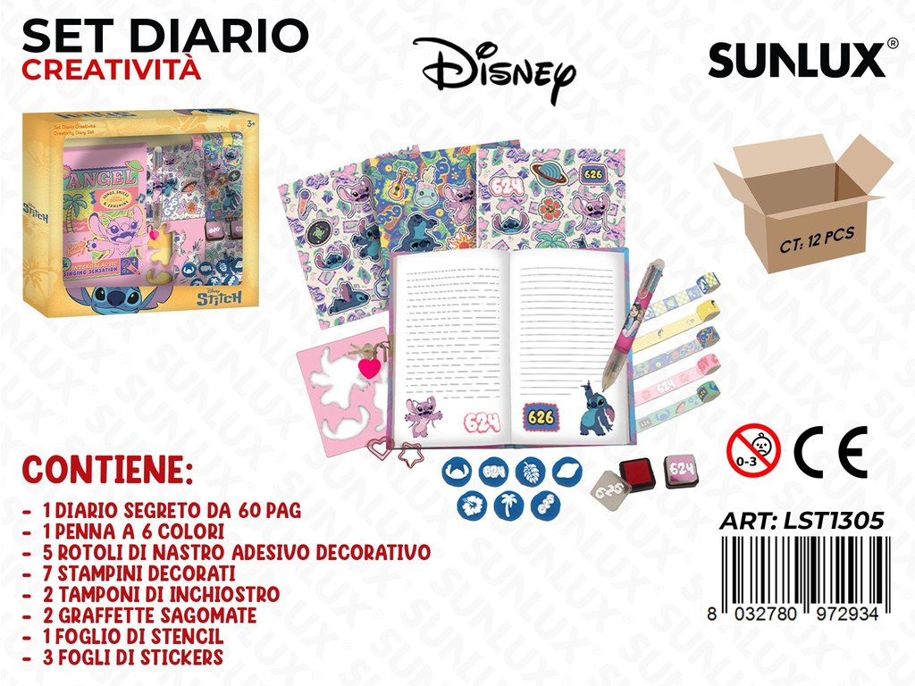 SET DIARIO CREATIVITA C/ ACC. STITCH