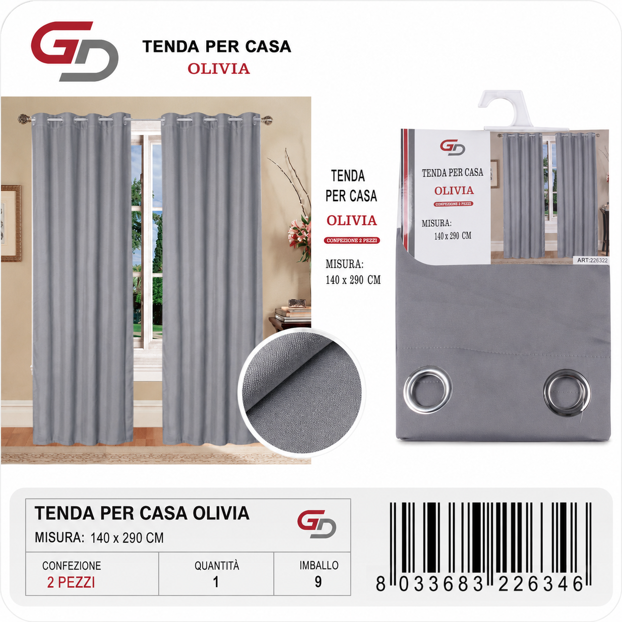 TENDA PER CASA OLIVIA 140*290CM