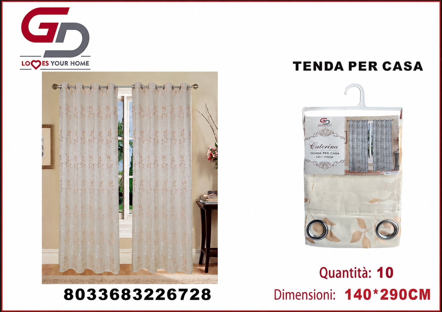 TENDA PER CASA CATERINA 140*290CM PANNA