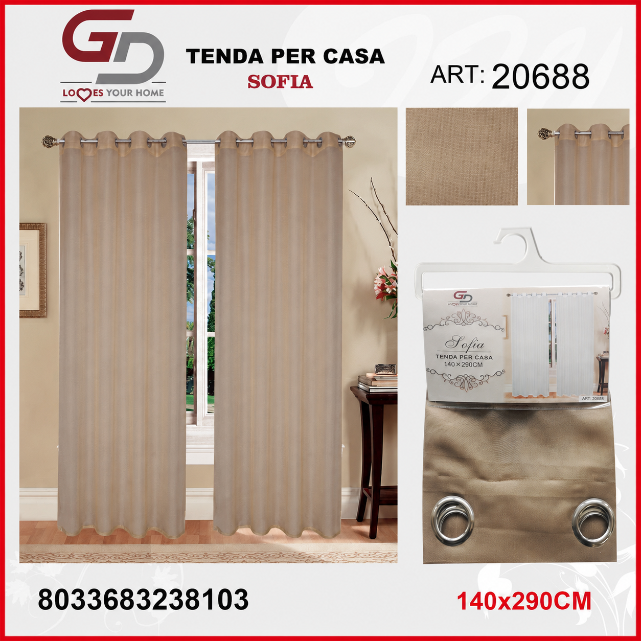 TENDA PER CASA Sofia 140*290CM