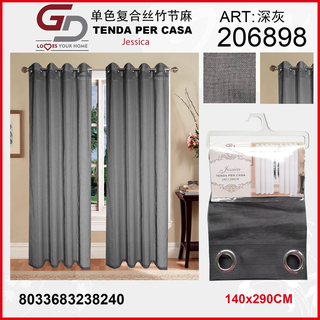 TENDA PER CASA Jessica 140*290CM GRIGIO SCURO -