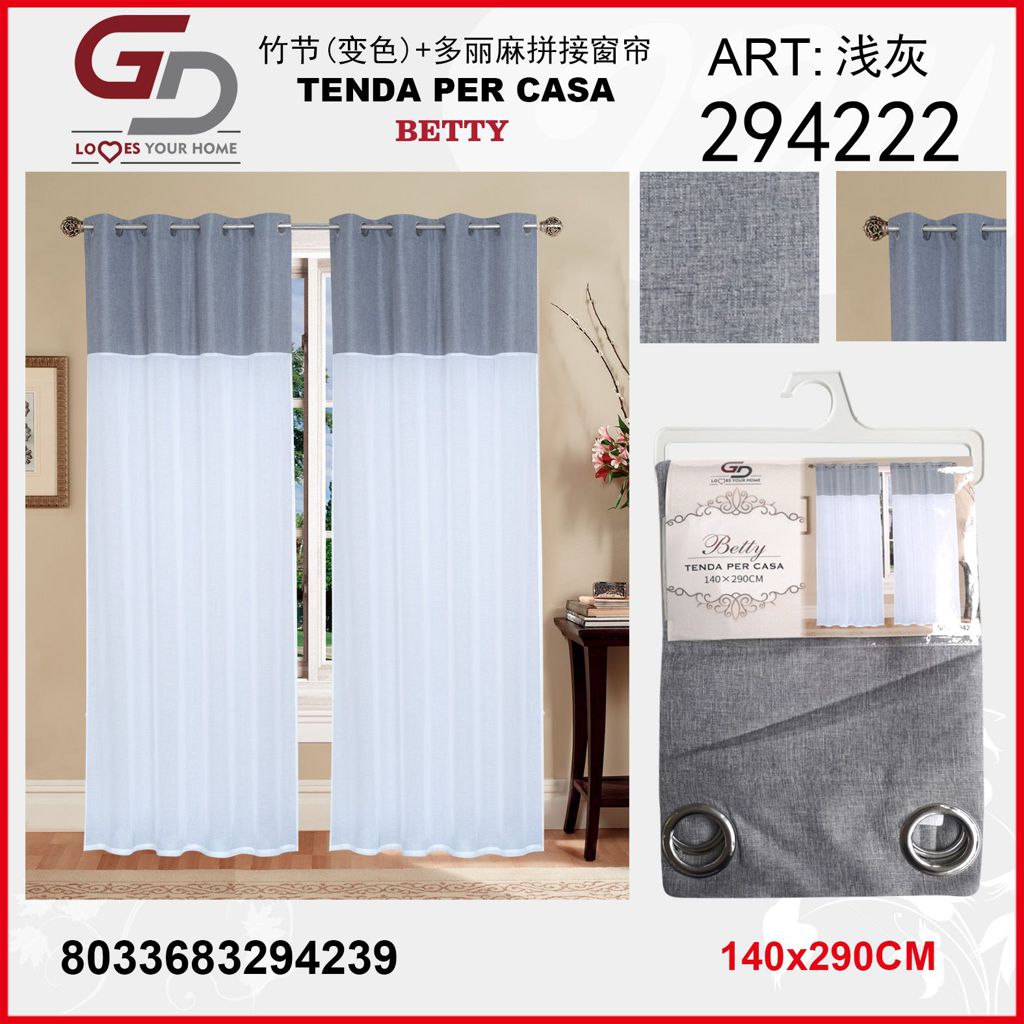 TENDA PER CASA BETTY 140*290CM GRIGIO CHIARO