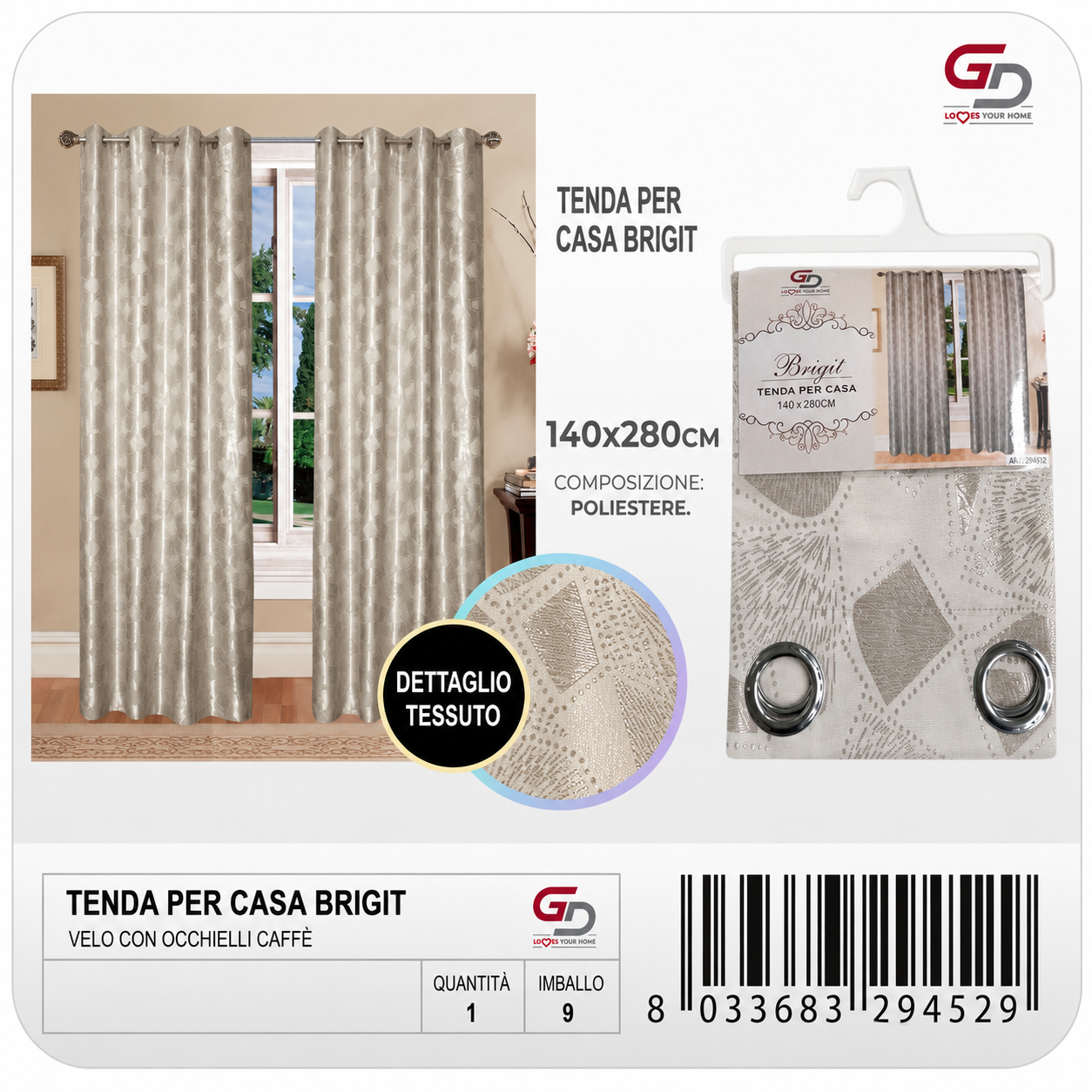 TENDA PER CASA BRIGIT 140*280CM PANNA