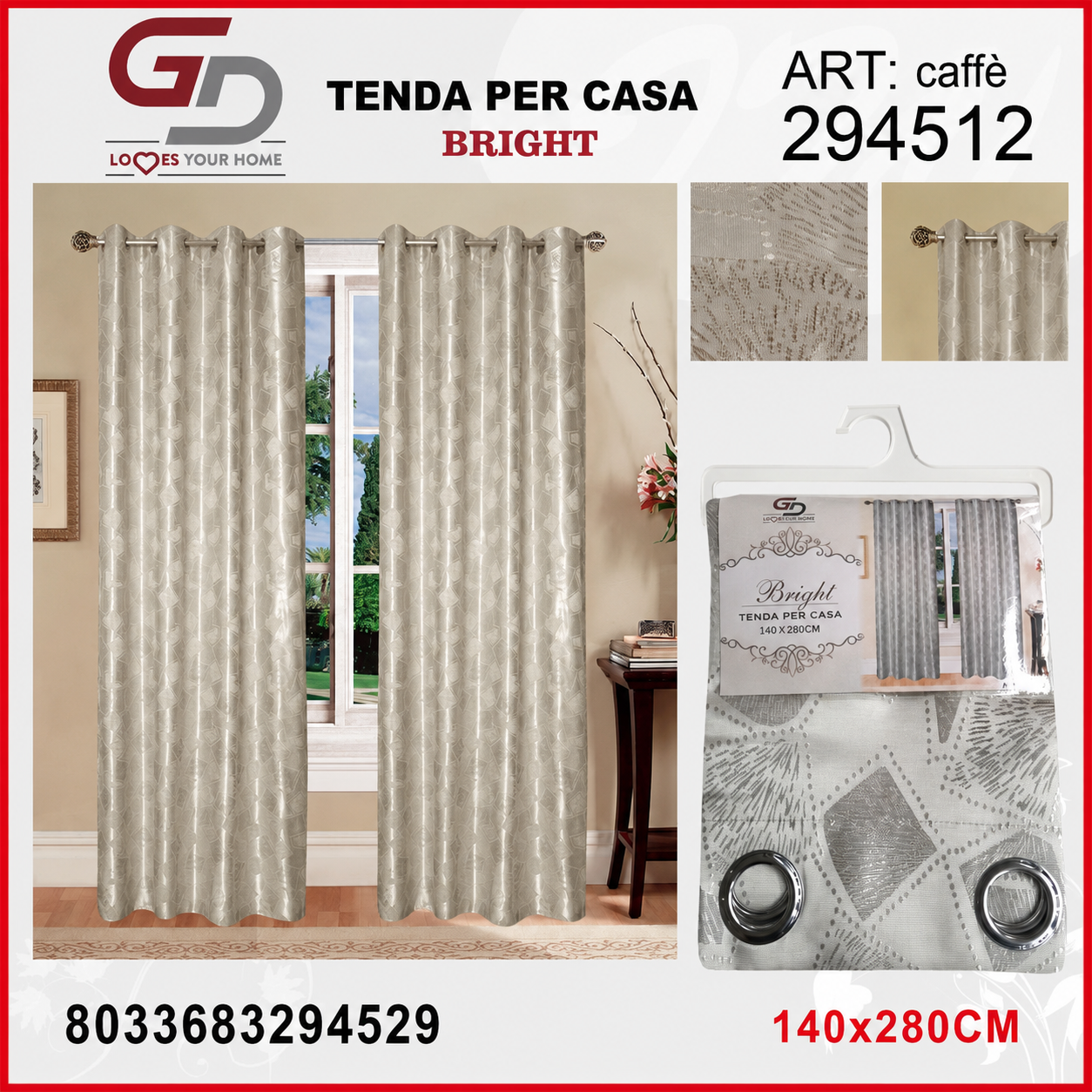 TENDA PER CASA BRIGIT 140*280CM PANNA