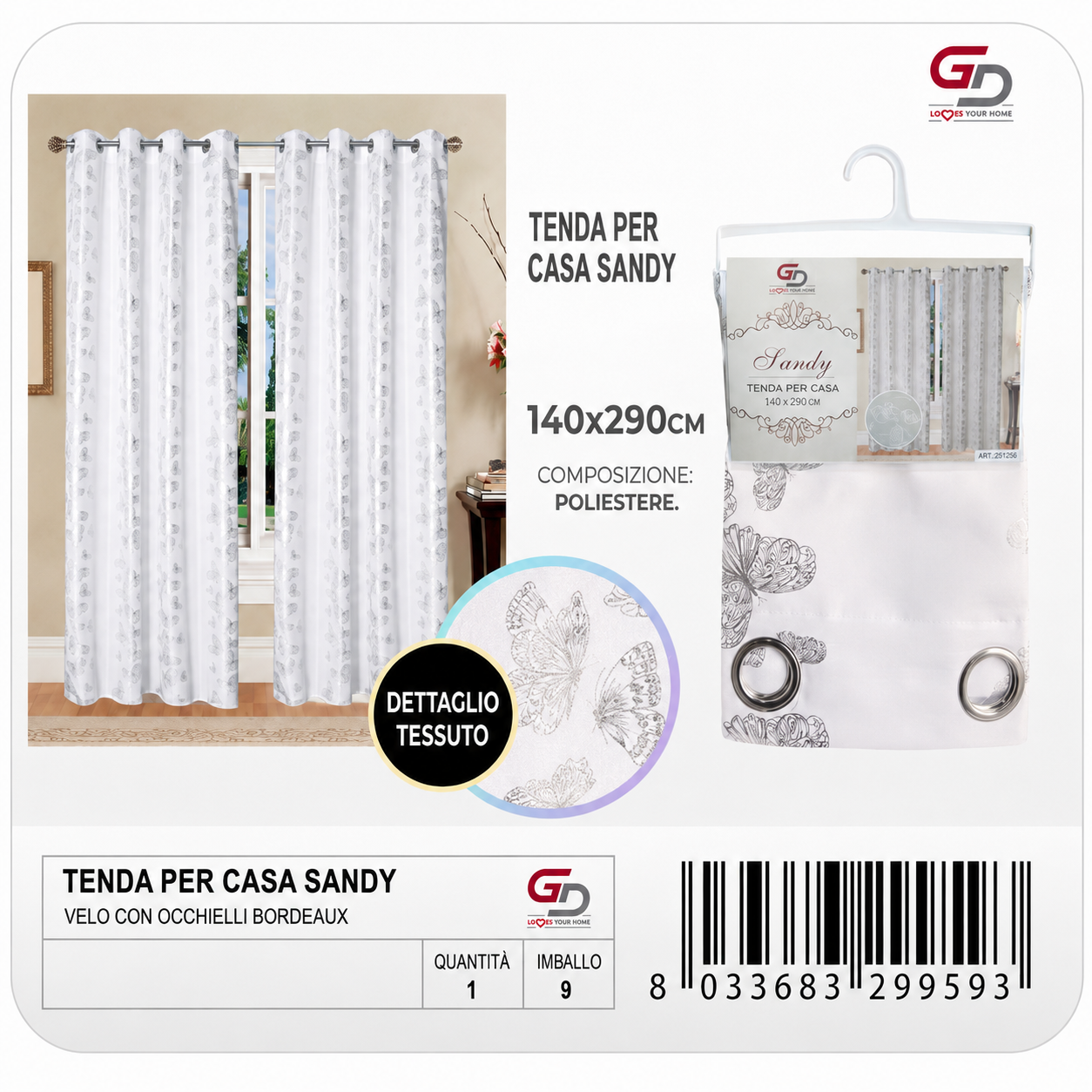 TENDA PER CASA SANDY 140*290CM PANNA