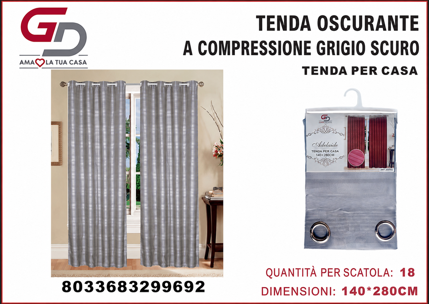 TENDA PER CASA COPRENTE 299692 ADELAIDE 140*290CM
