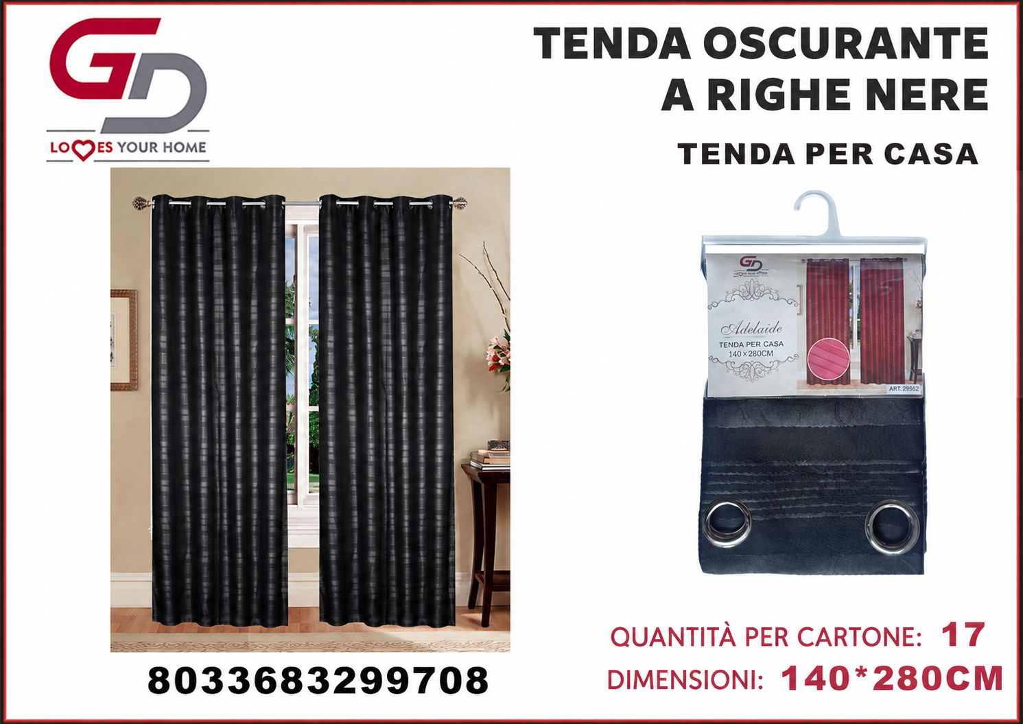 TENDA PER CASA ADELAIDE COPRENTE 299692 ADELAIDE 140*290CM