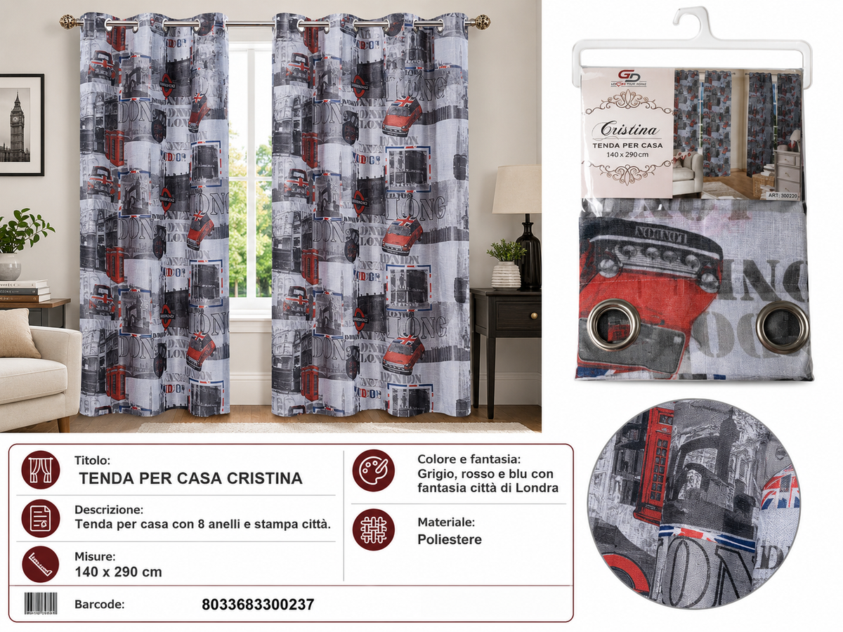TENDA PER CASA 300220 CRISTINA 140*290CM - 8033683300237