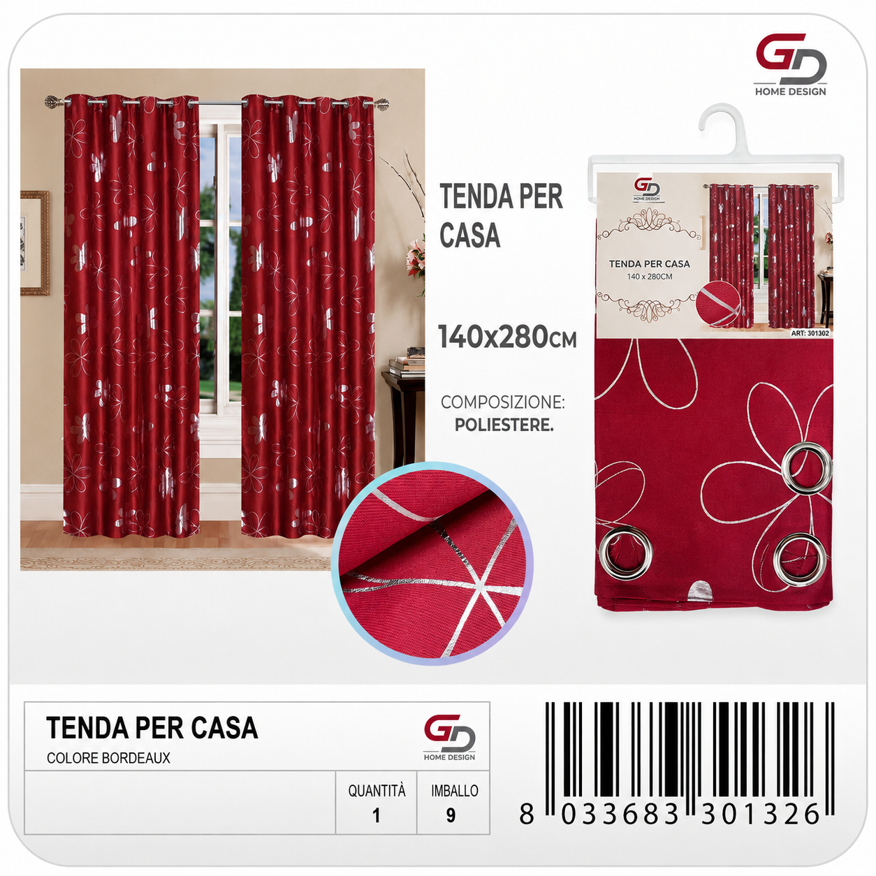 TENDA PER CASA ABNER 140*280CM