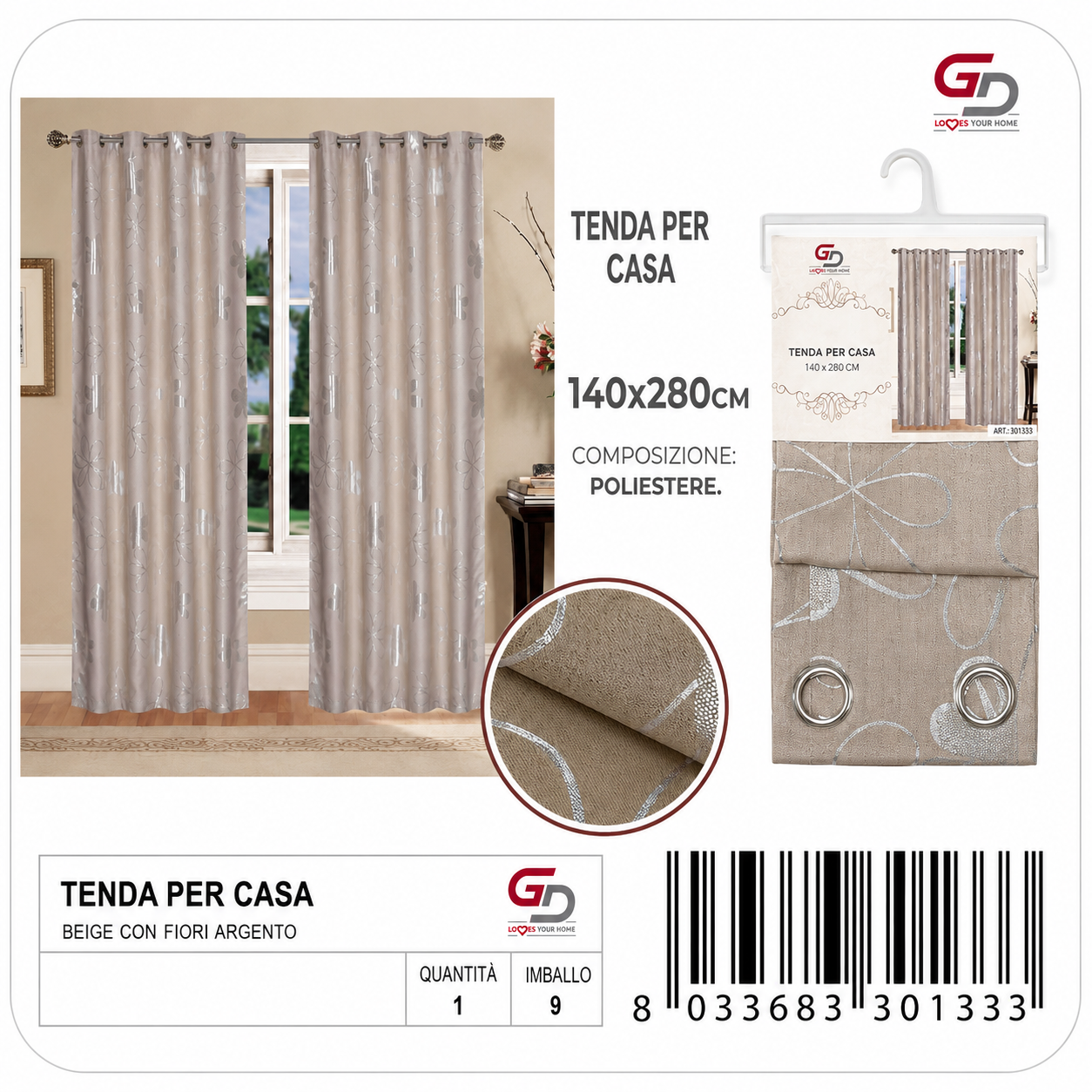 TENDA PER CASA ABNER 140*280CM